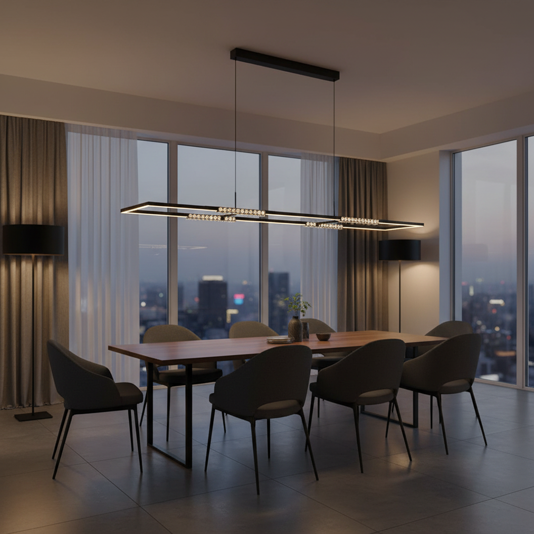 Zafra LED Rectangle Pendant Light 56W 3CCT Black - ZAFRA PER-BK