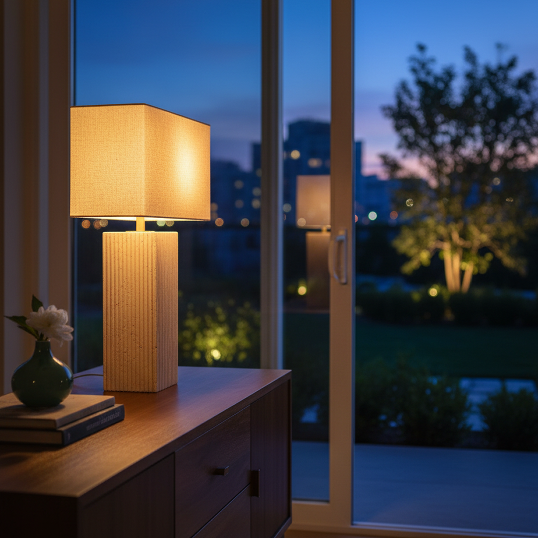 Sagitta Large Rectangular Table Lamp Beige & Cream - SAGITTA-T9