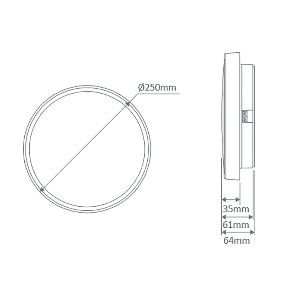 Easy Round LED Oyster Light W250mm White Polycarbonate 3CCT - 20954