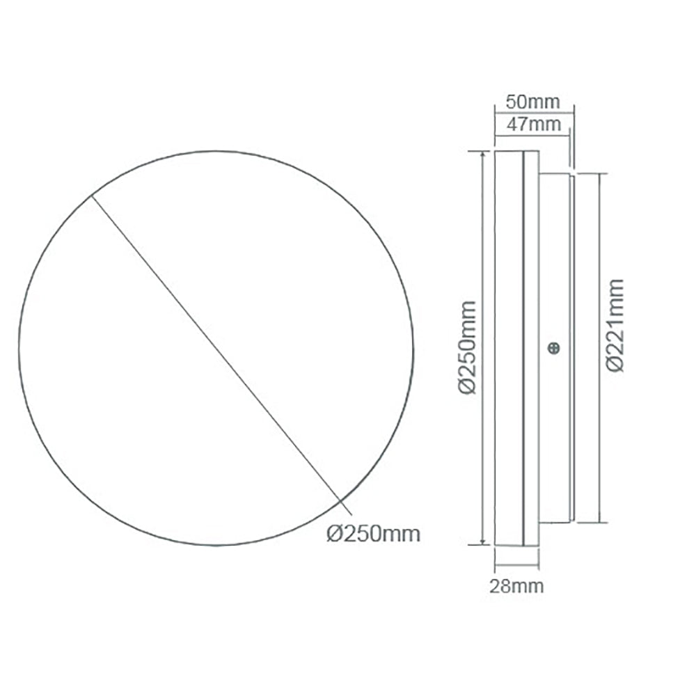 Sunset Round LED Oyster Light W250mm White Polycarbonate 3CCT - 20880