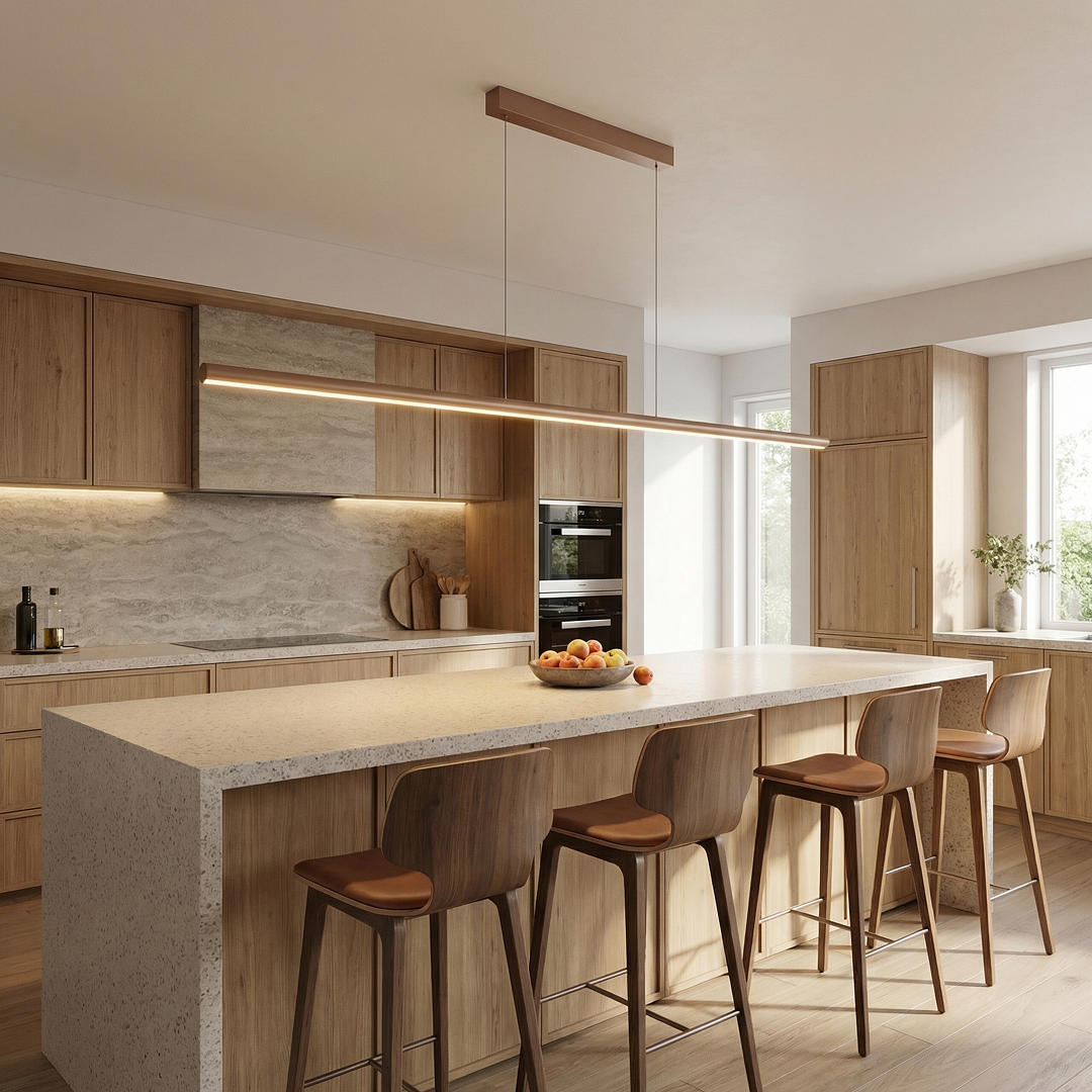 Torben 2400mm LED Pendant Light 46W 3CCT Brown - TORBEN PE240-BRW