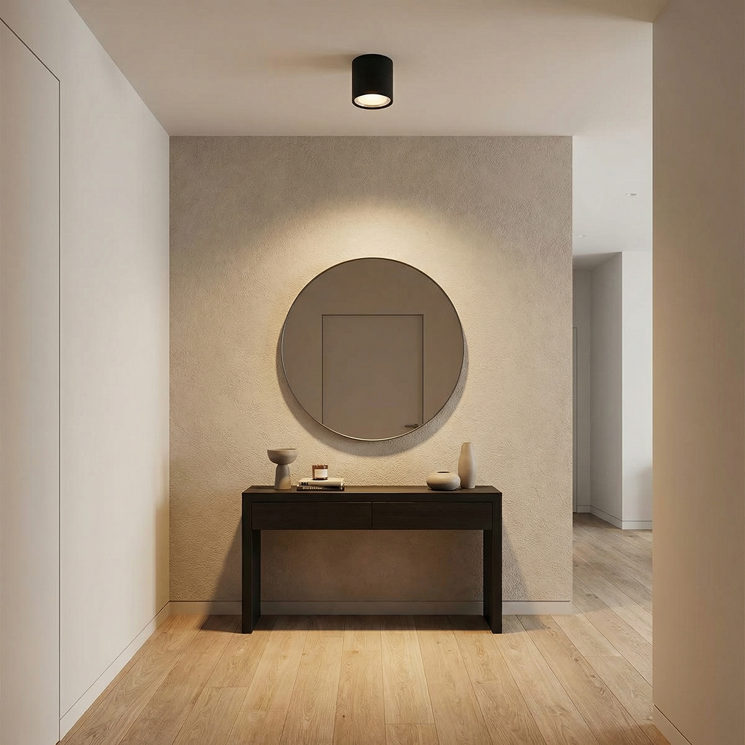 Nella Surface Mounted LED Downlight With Extension Aluminium Black 12V 18W TRI Colour - HV5805T-BLK-EXT-12V
