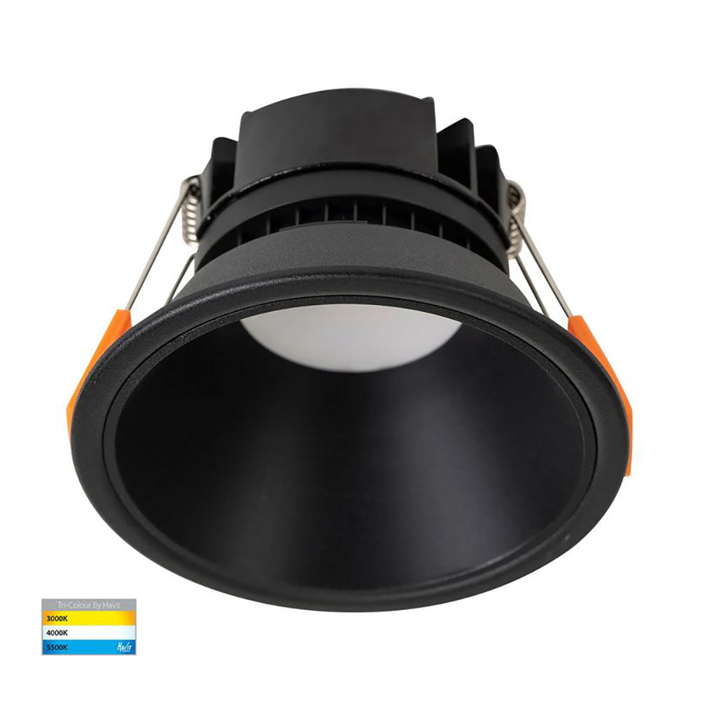 Round Recessed LED Downlight Black Polycarbonate / Insert 3 CCT - HV5528T-BB