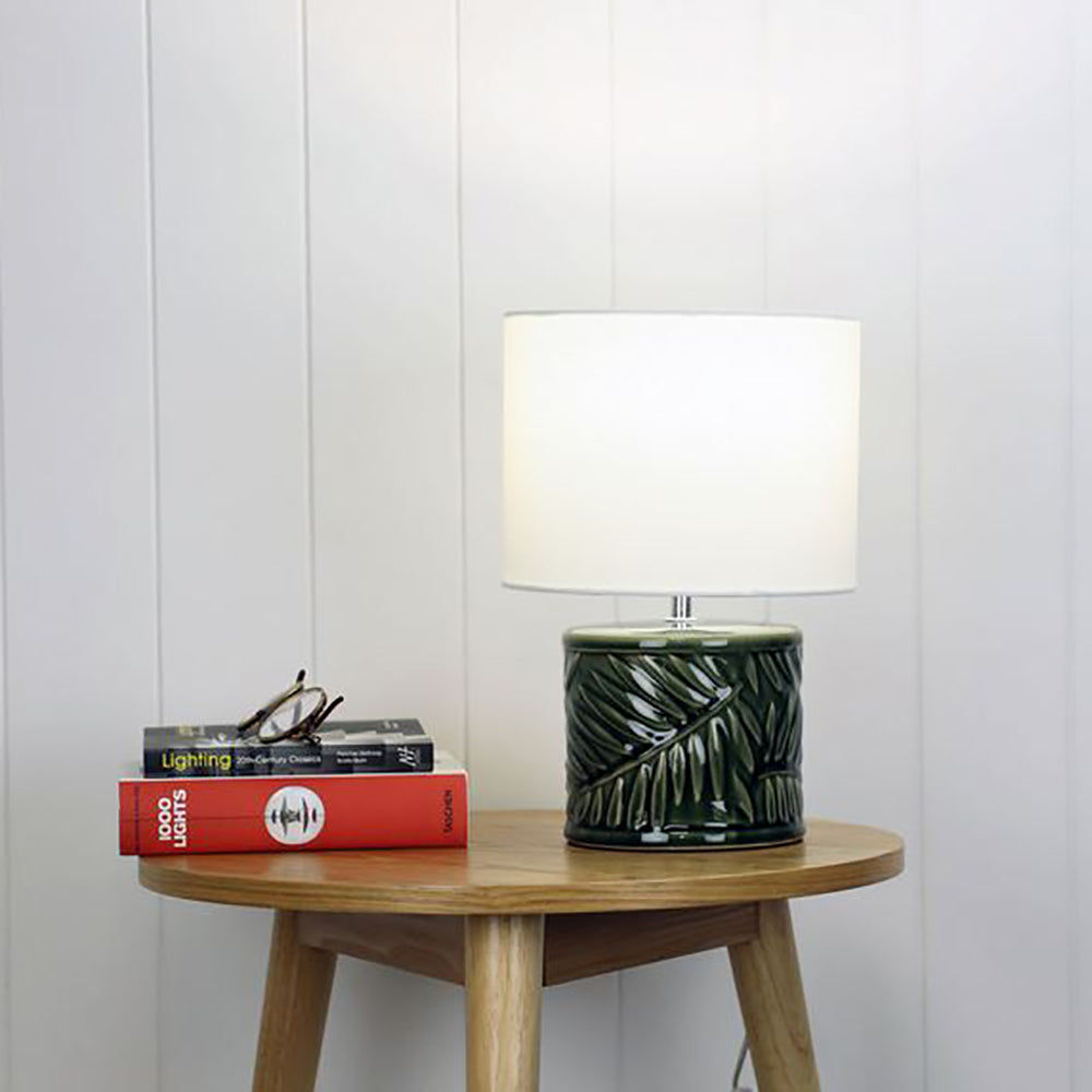 Buy Table Lamps Australia Kai Table Lamp White Cotton Green Ceramic - OL94527