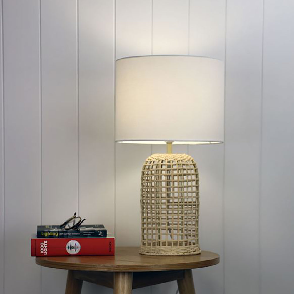 Buy Table Lamps Australia Brizo Table Lamp Rattan White Cotton - OL94511