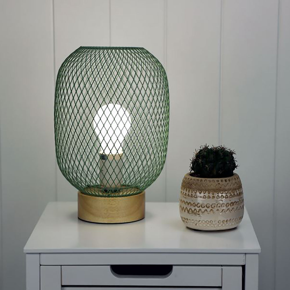 Buy Table Lamps Australia Tilda Table Lamp Green Metal Green Wood - OL90130GN