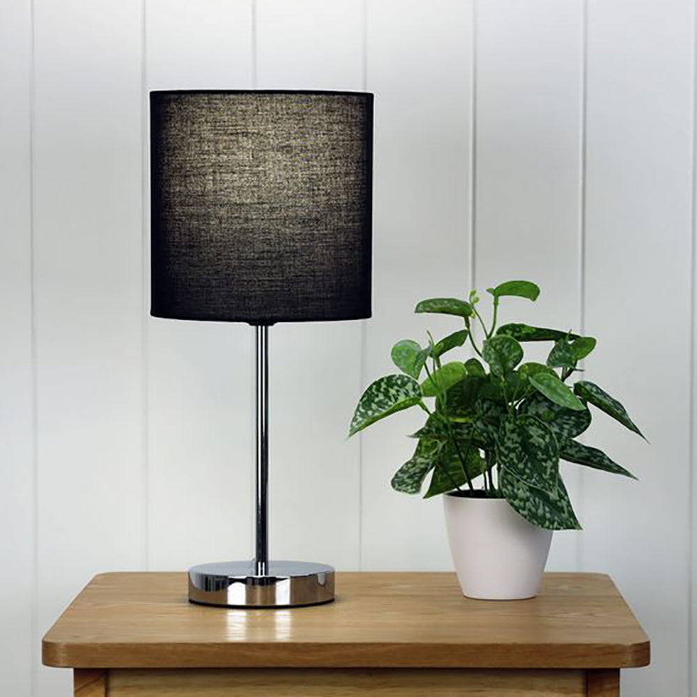 Buy Table Lamps Australia Zola Table Lamp Black Cotton Chrome Metal - OL90120BK