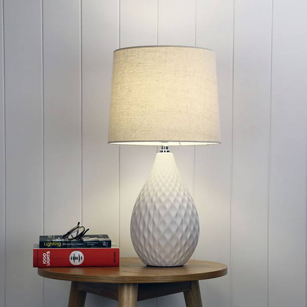 Buy Table Lamps Australia Danu Table Lamp White Ceramic Off-White Cotton - OL94522