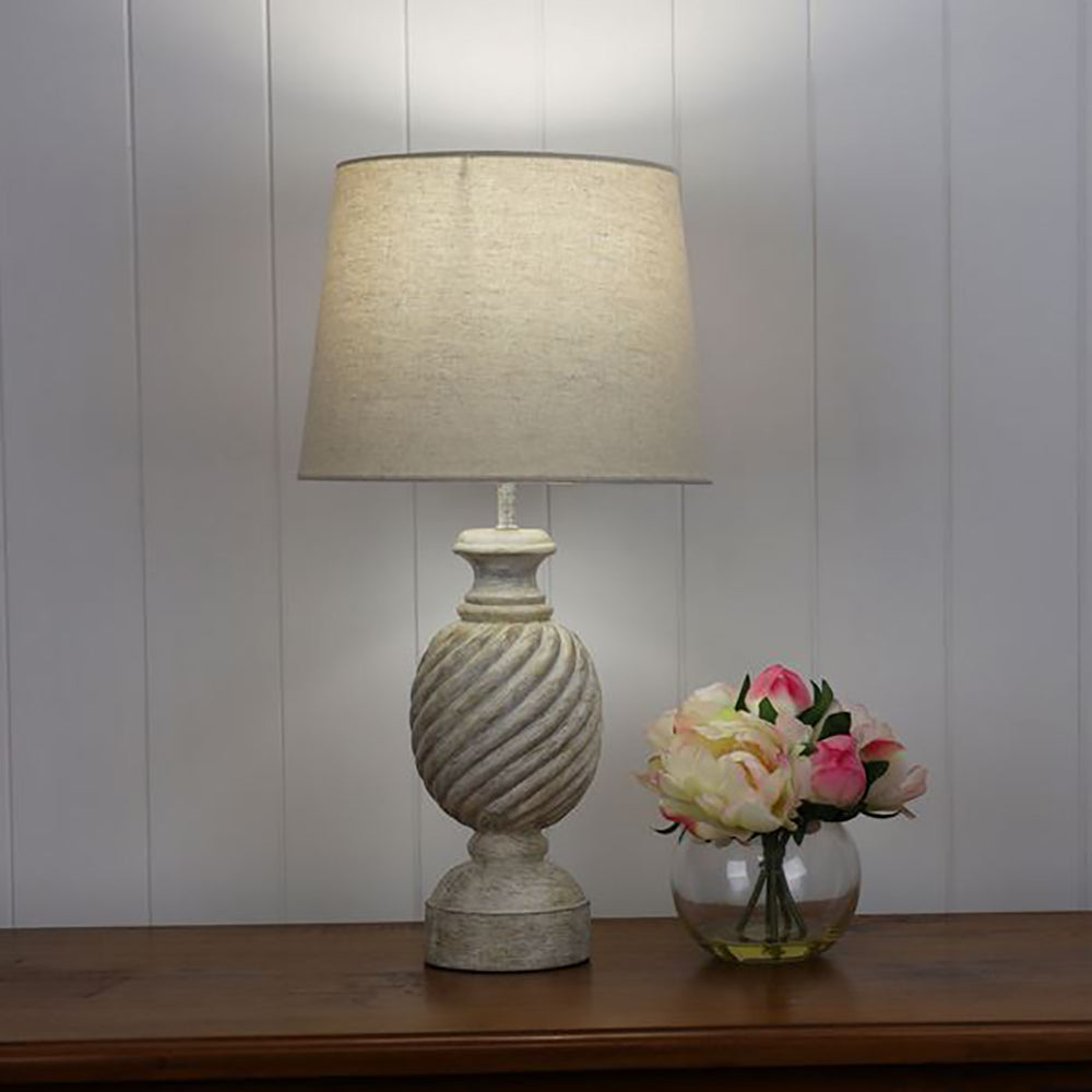 Buy Table Lamps Australia Carlisle Table Lamp Natural Cotton Brown Resin - OL98879