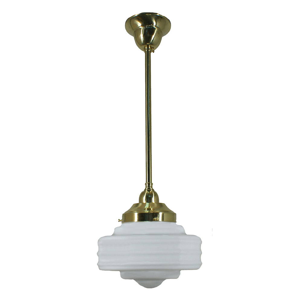 Buy Pendant Lights Australia Single Rod Pendant Brass With 8" Detroit Opal Matt Glass - 3000253