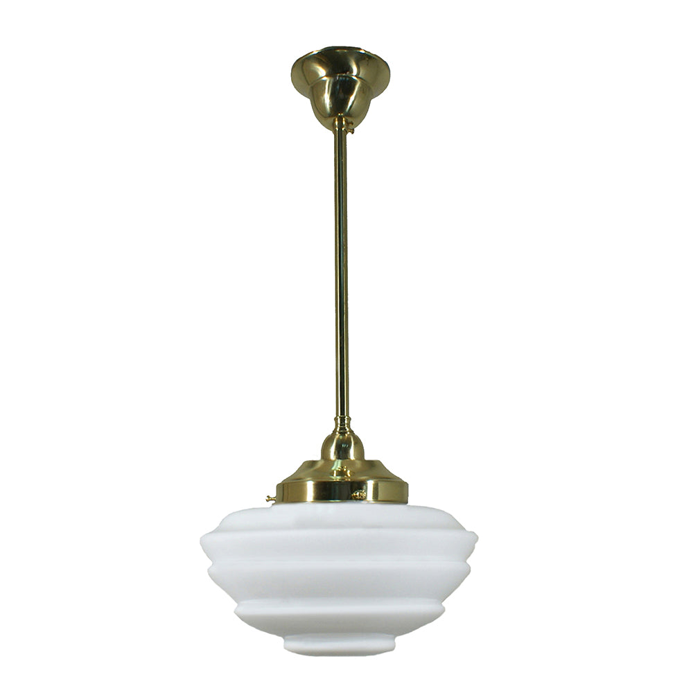 Single Rod Pendant Brass With Cannes Opal Matt Glass - 3000267