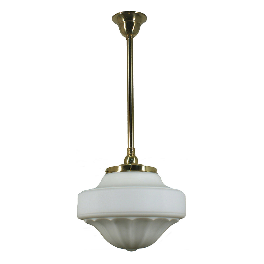 Buy Pendant Lights Australia Single Rod Pendant Brass With 13" Derby Opal Matt Glass - 3000283