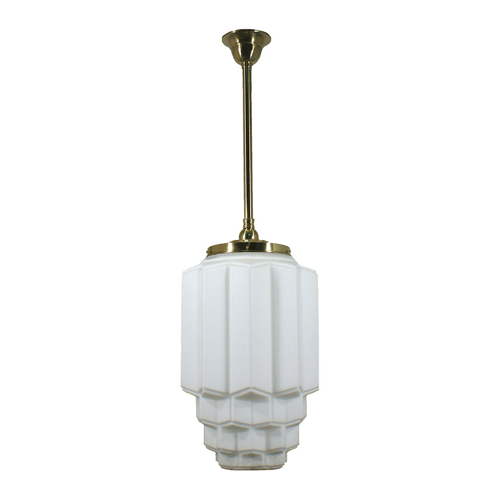 Single Rod Pendant Brass With Bergerac Opal Matt Glass - 3000288