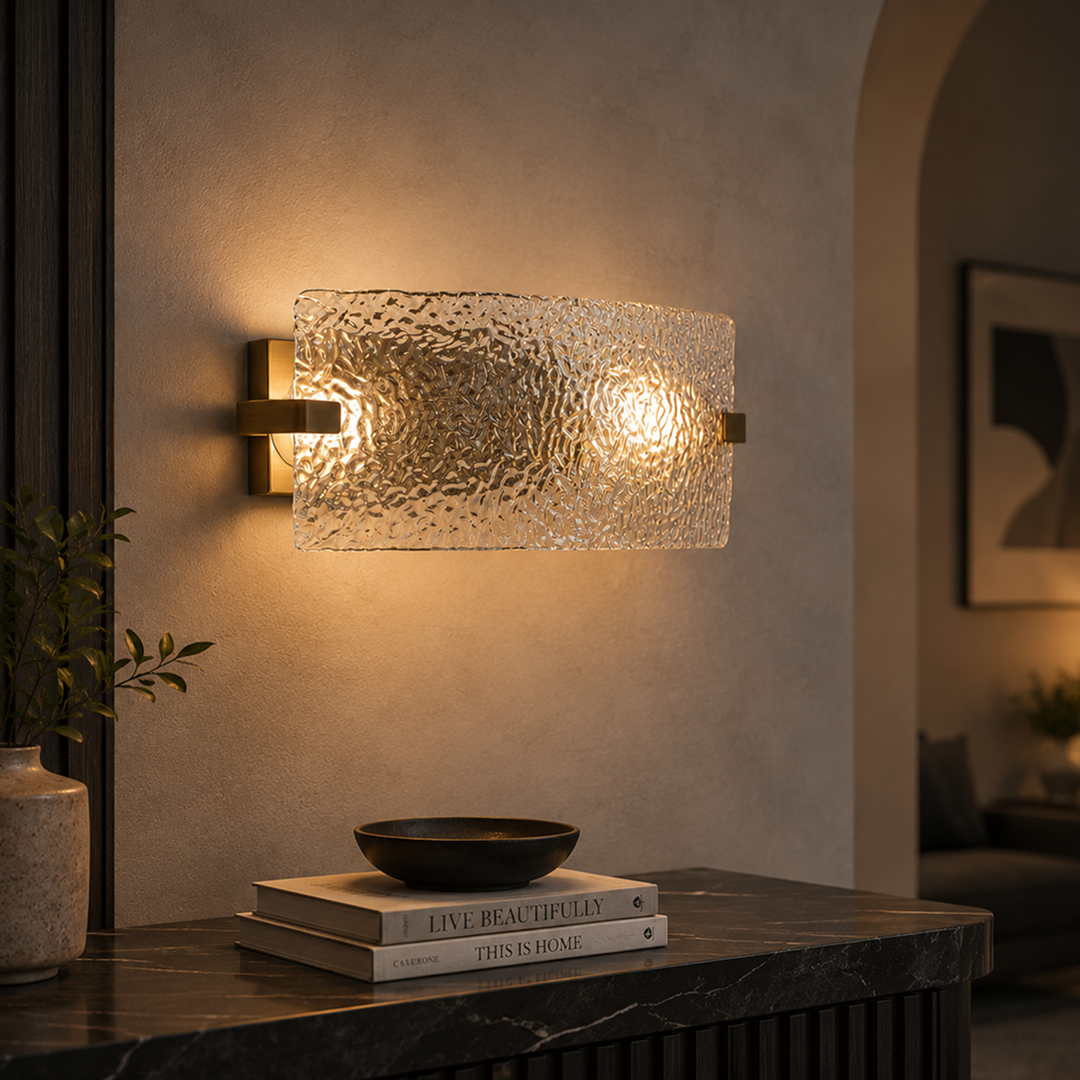 Hadley Wall Light Antique Brass & Clear - 20924