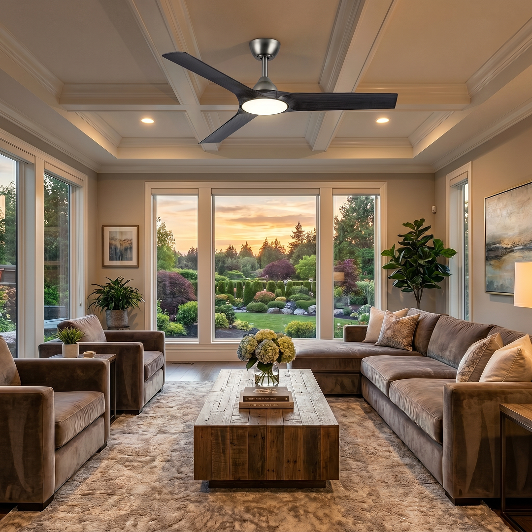 Alpine DC Ceiling Fan With LED Light 52" 3 Blade Pewter & Charcoal With WIFI Remote - MDCA1333PCH