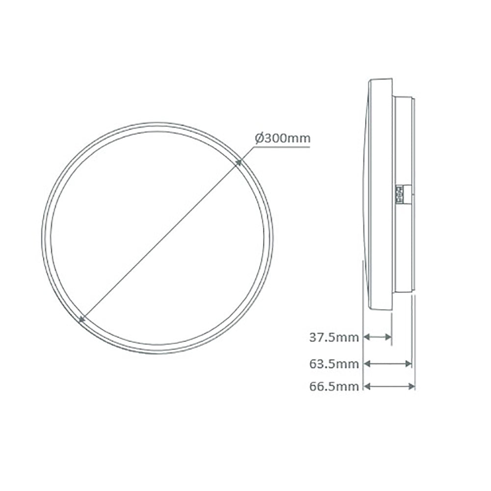 Easy Round LED Oyster Light W300mm White Polycarbonate 3CCT - 20955