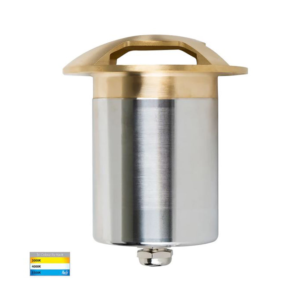 Buy Outdoor Step Lights Australia Viale Outdoor Step Light 12V Triple Driveway Brass Stainless Steel 3CCT - HV19082T-BR