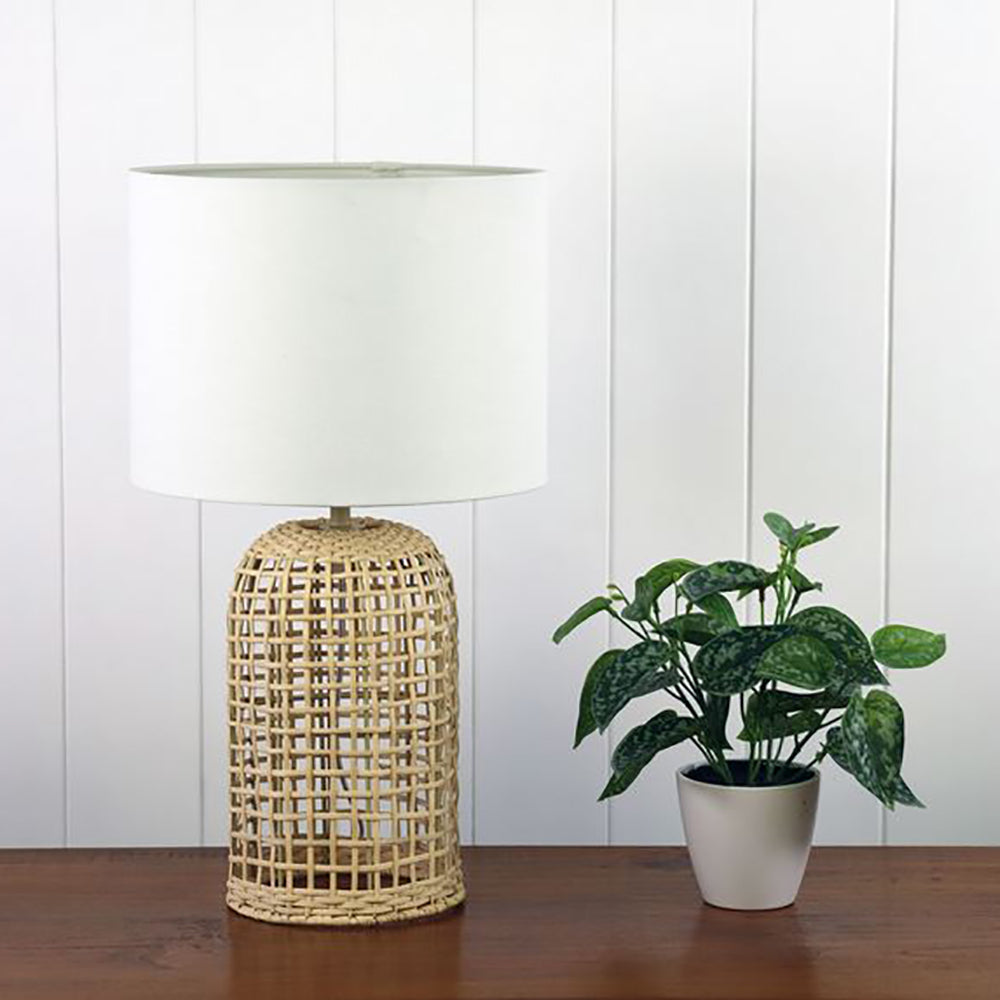 Buy Table Lamps Australia Brizo Table Lamp Rattan White Cotton - OL94511