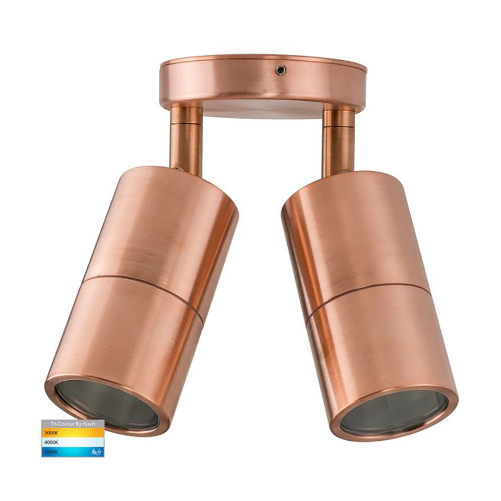 Buy Exterior Spotlights Australia Tivah Exterior 2 Spotlights Adjustable 5W Solid Copper 3CCT - HV1317GU10T