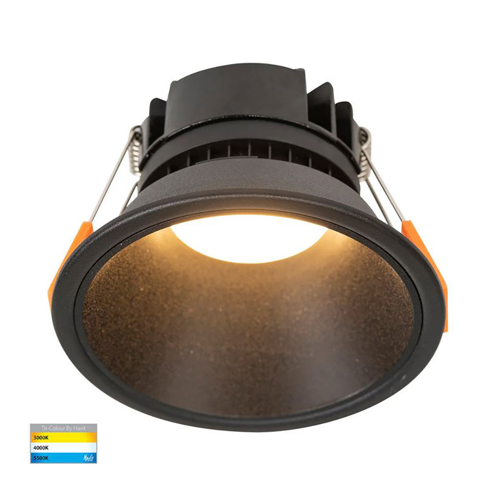 Buy Recessed LED Downlights Australia Round Recessed LED Downlight Black Polycarbonate / Insert 3 CCT - HV5528T-BB