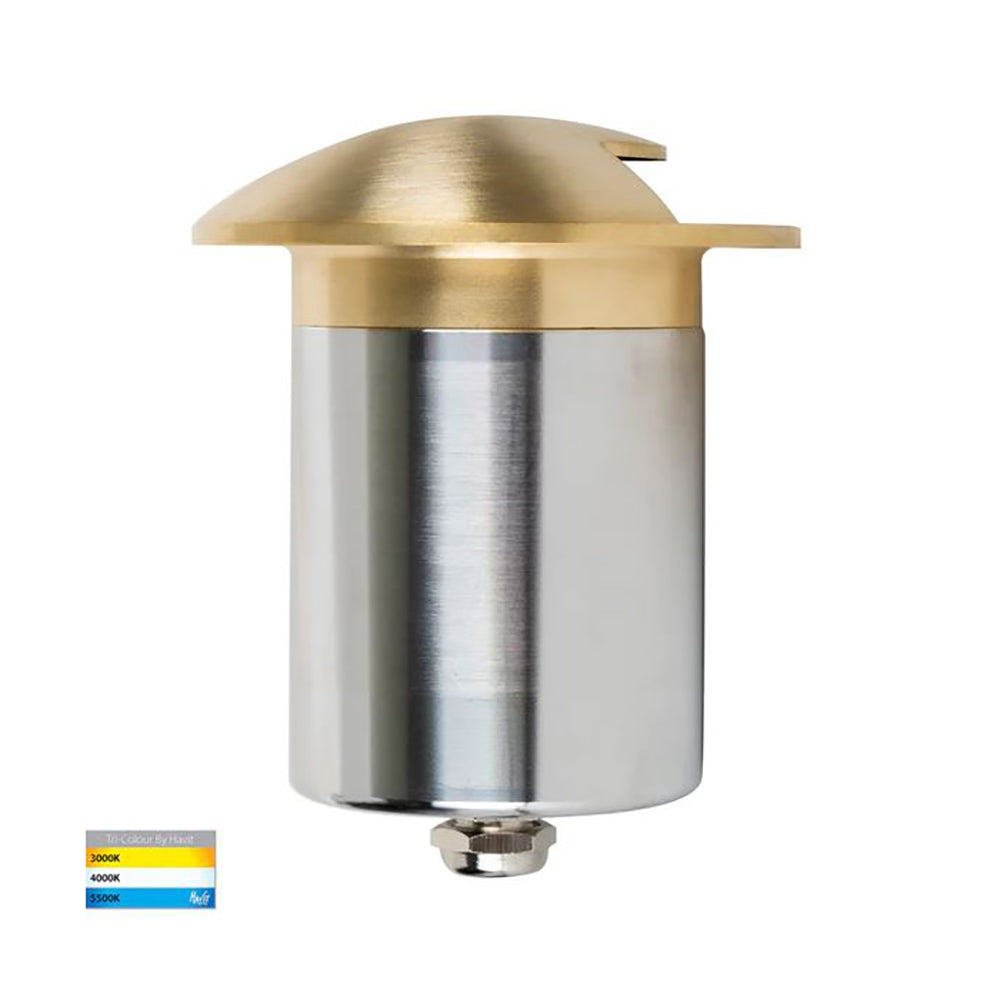 Buy Outdoor Step Lights Australia Viale Outdoor Step Light 12V Single Driveway Brass Stainless Steel 3CCT - HV19062T-BR