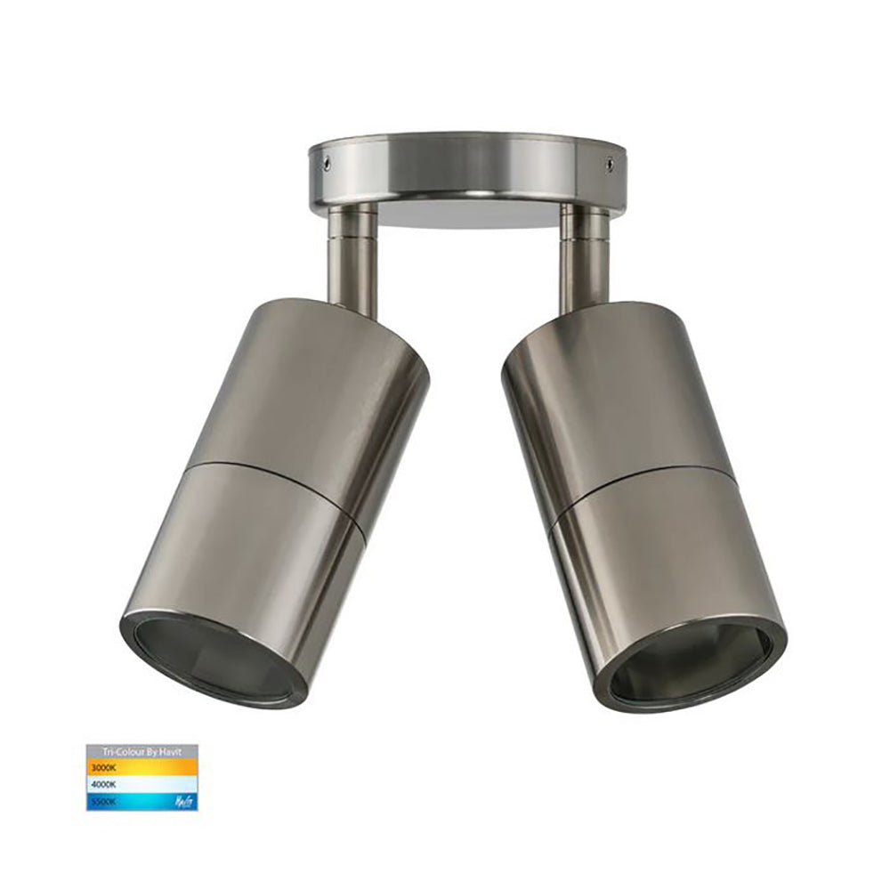 Buy Exterior Spotlights Australia Tivah Exterior 2 Spotlights Adjustable Titanium Aluminium 3CCT - HV1385T