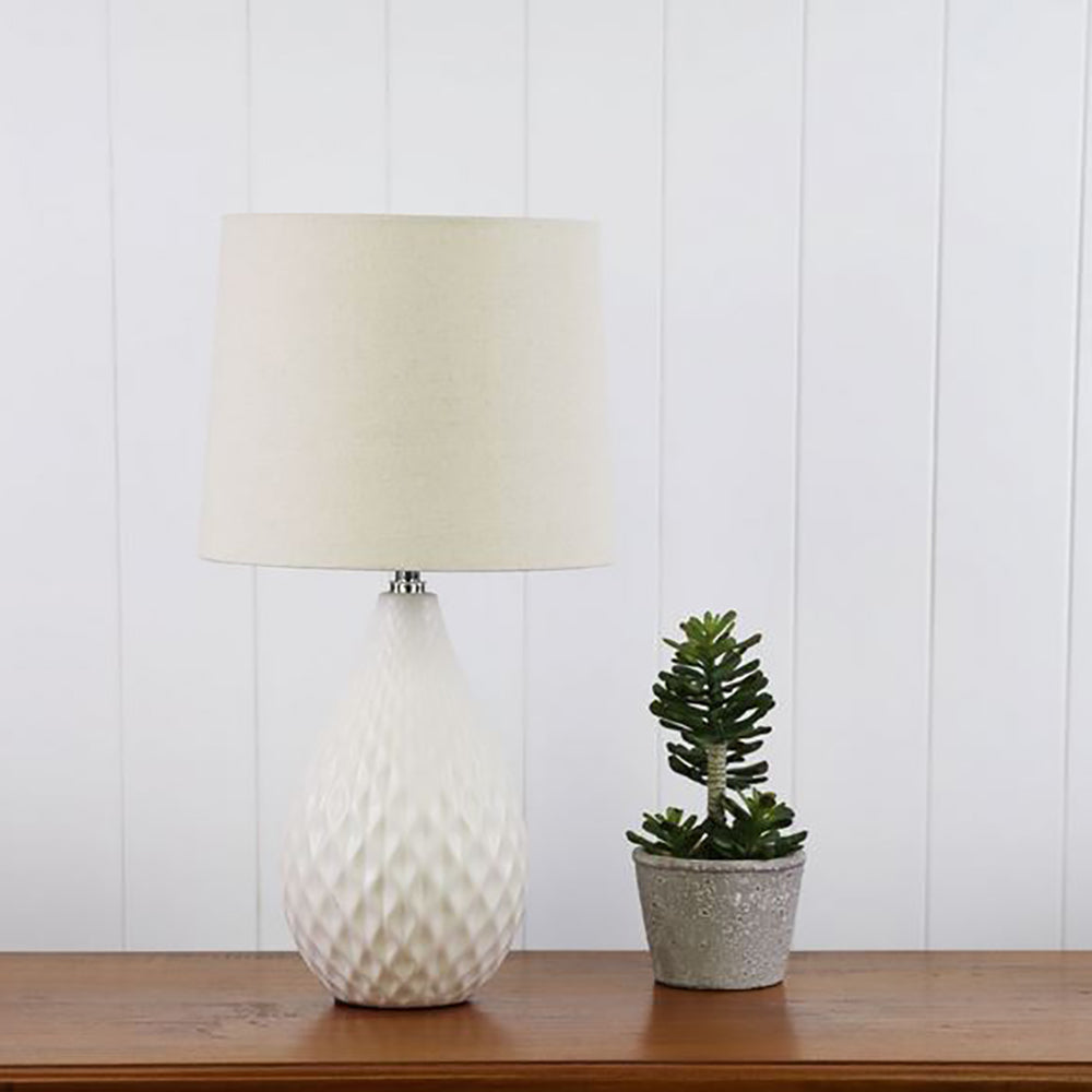 Buy Table Lamps Australia Danu Table Lamp White Ceramic Off-White Cotton - OL94522