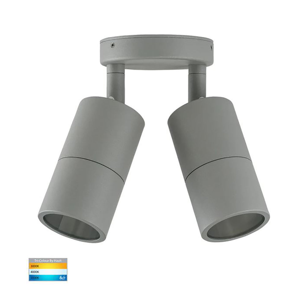 Buy Exterior Spotlights Australia Tivah Exterior 2 Spotlights Adjustable Silver Aluminium 3CCT - HV1345T