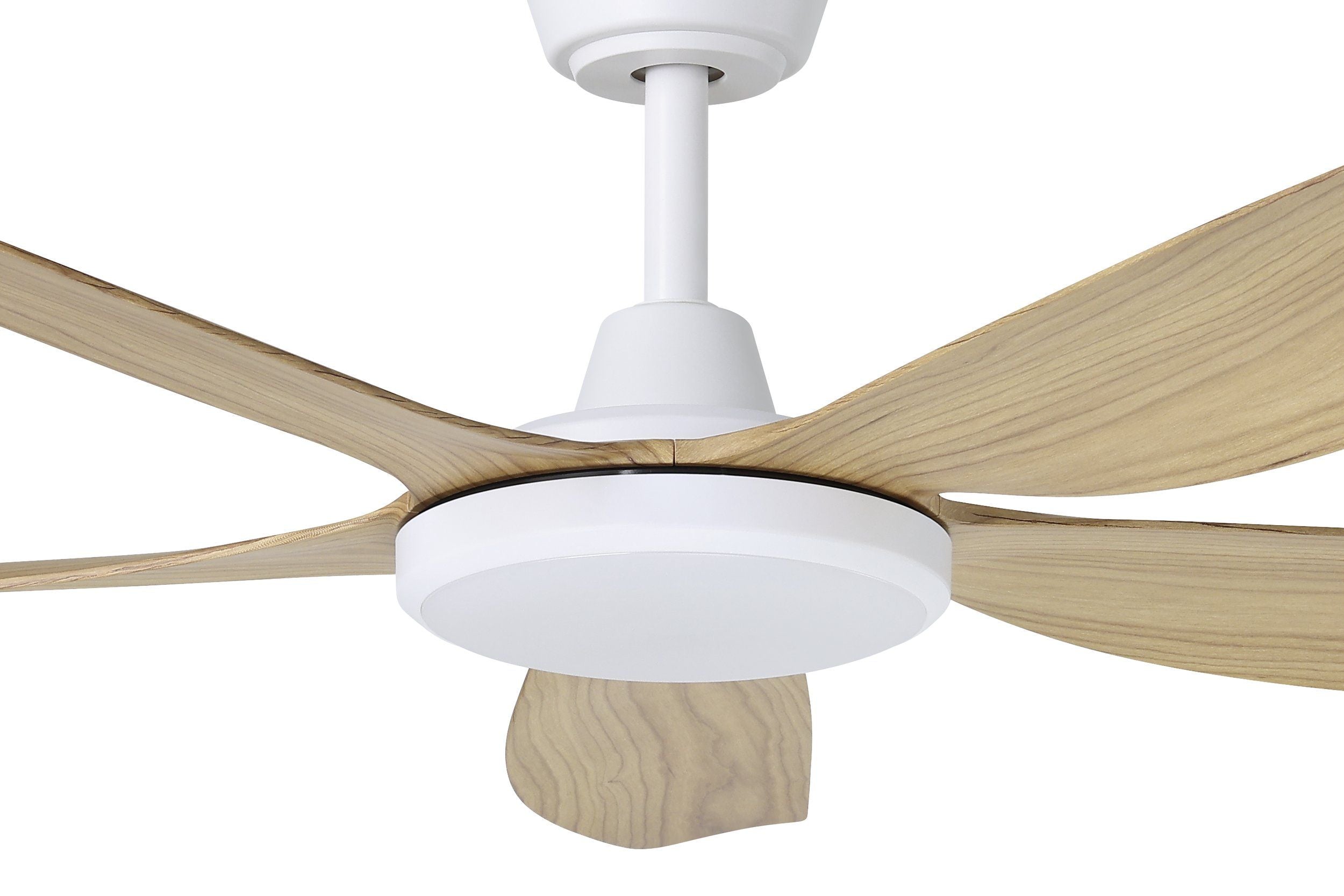 Miami DC Ceiling Fan 60" With LED Light White With Blackbutt Blade - 20796816