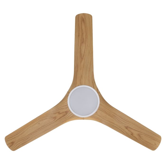 Tahiti DC Ceiling Fan with LED Light 52" 40W 3CCT Matt White & Blackbutt - 20801816