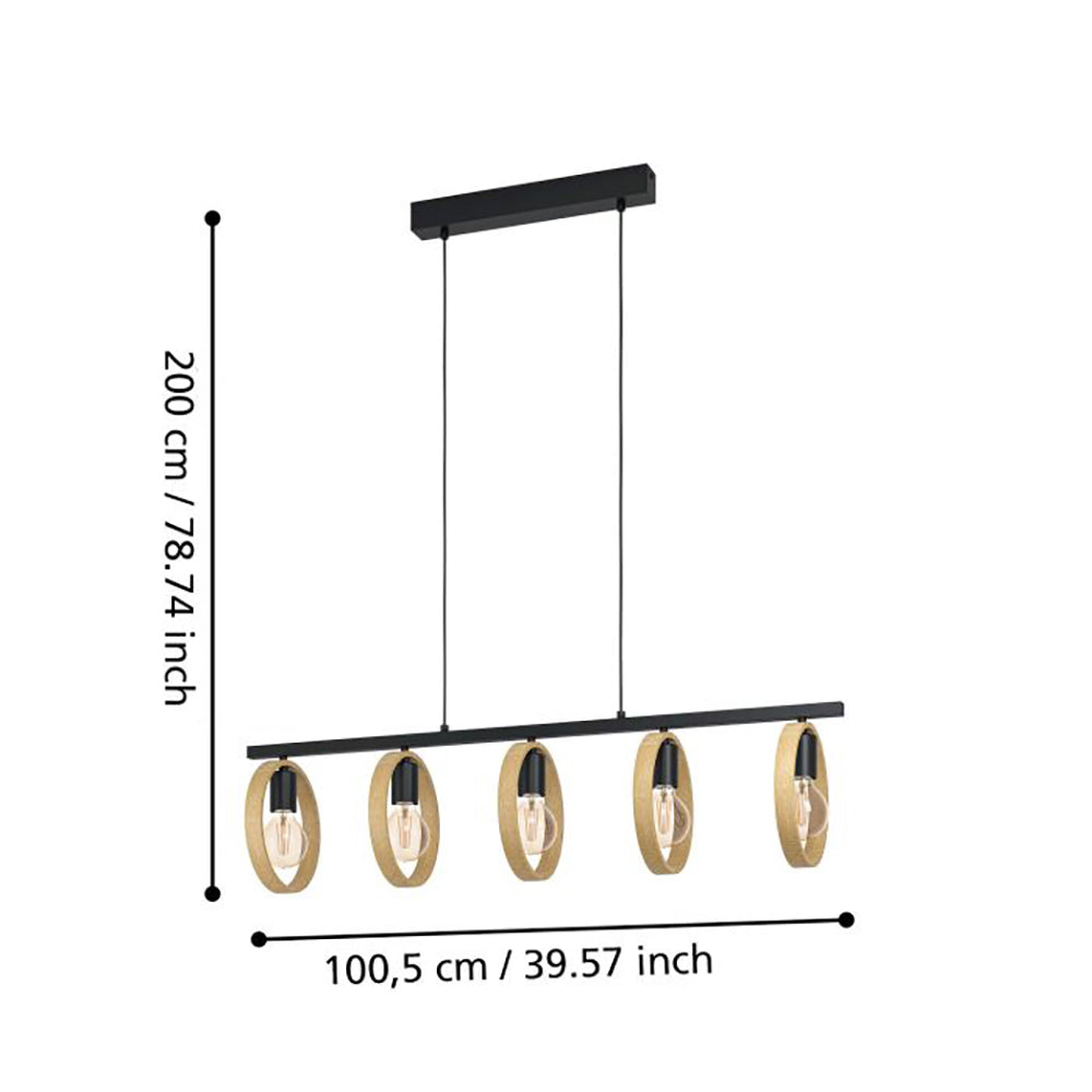 Buy Island Pendant Lights Australia Ipsden Island Pendant 5 Lights Brown / Black Wood - 43552N