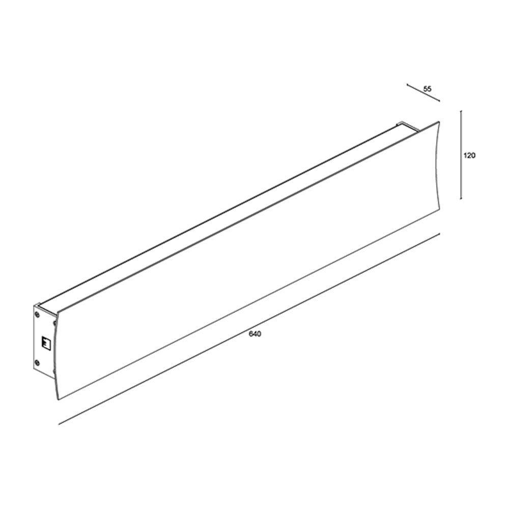 Berica Out 3.2 Concave Up & Down Wall Light 56W CRI80 On / Off Aluminium 2700K - BU32100