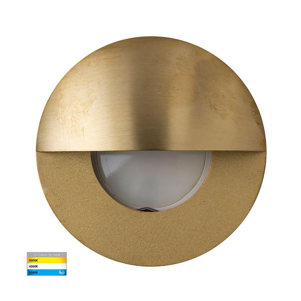 Buy Outdoor Step Lights Australia Ollo Eyelid Outdoor Step Light 12V Brass 3CCT - HV19012T-BR