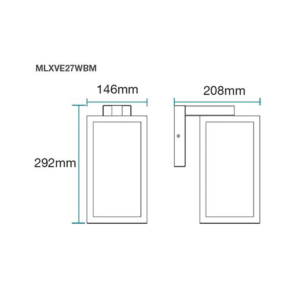 Buy Exterior Wall Lights Australia Vancouver Exterior Wall Light W146mm Black Aluminium - MLXVE27WBM