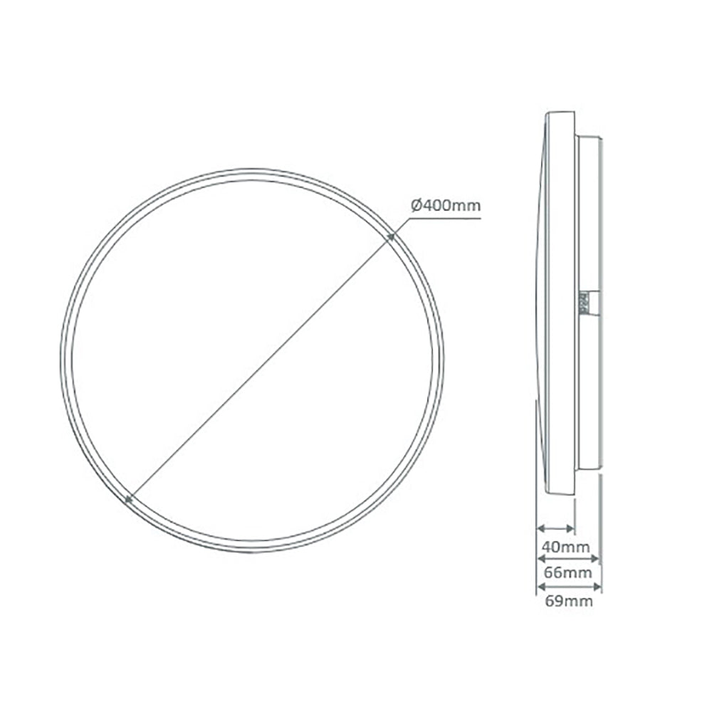 Easy Round LED Oyster Light W400mm White Polycarbonate 3CCT - 20956