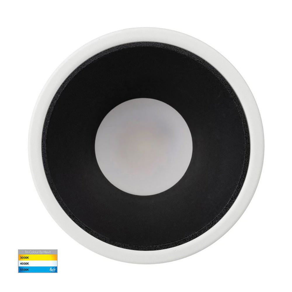 Buy Recessed LED Downlights Australia Round Recessed LED Downlight White Polycarbonate Black Insert 3 CCT - HV5528T-WB