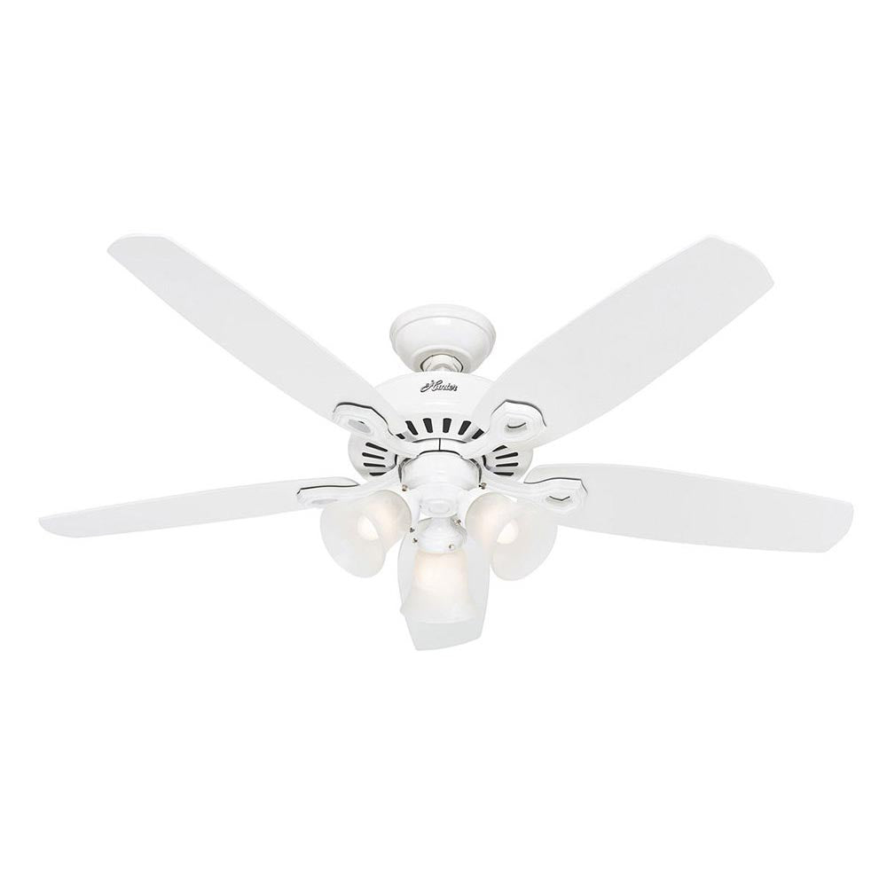 Builder Plus AC Ceiling Fan 52" White with Snow White Blades - 50560