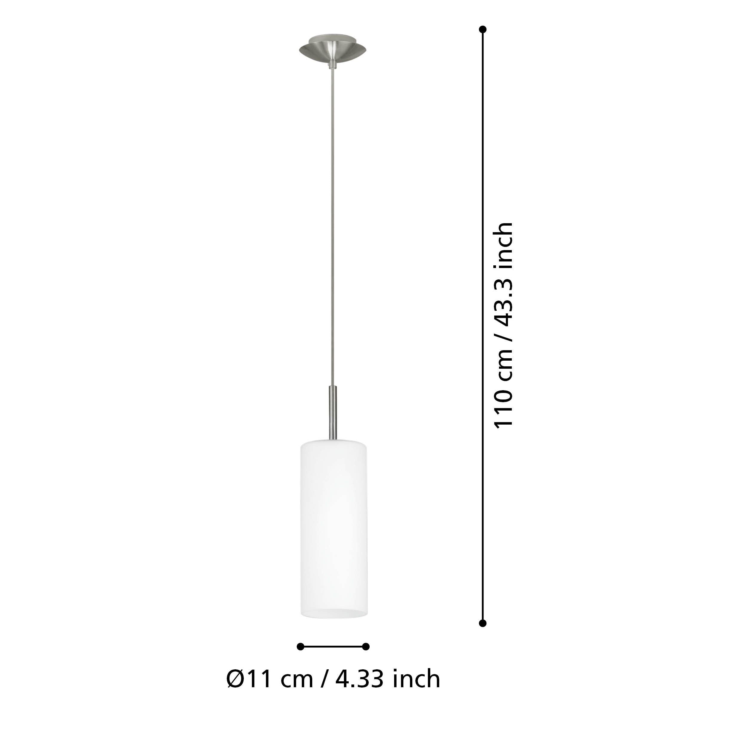 Troy 1 Light Pendant Satin Nickel & White 110mm - 85977