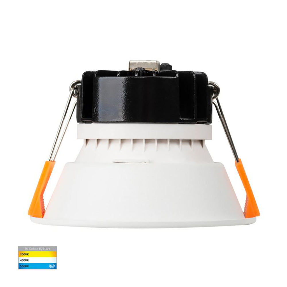 Buy Recessed LED Downlights Australia Round Recessed LED Downlight White Polycarbonate Black Insert 3 CCT - HV5528T-WB