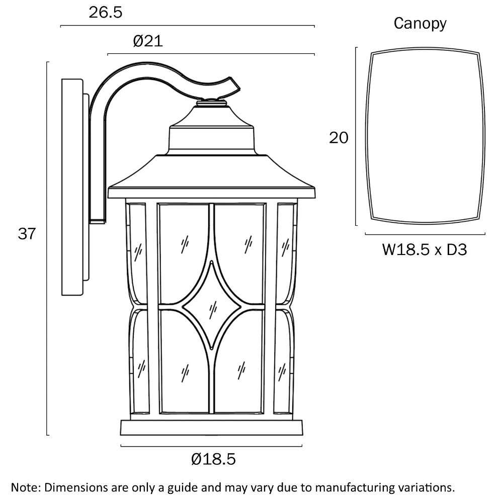 Buy Outdoor Wall Lanterns Australia Lenore Outdoor Wall Lantern W185mm Black - LENORE EX215-BK