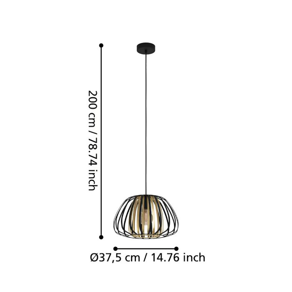 Buy Pendant Lights Australia Encinitos Pendant Light W375mm BlacK / Gold - 99666N