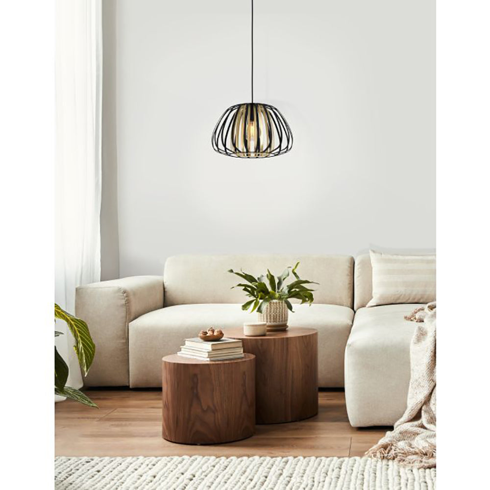 Buy Pendant Lights Australia Encinitos Pendant Light W375mm BlacK / Gold - 99666N