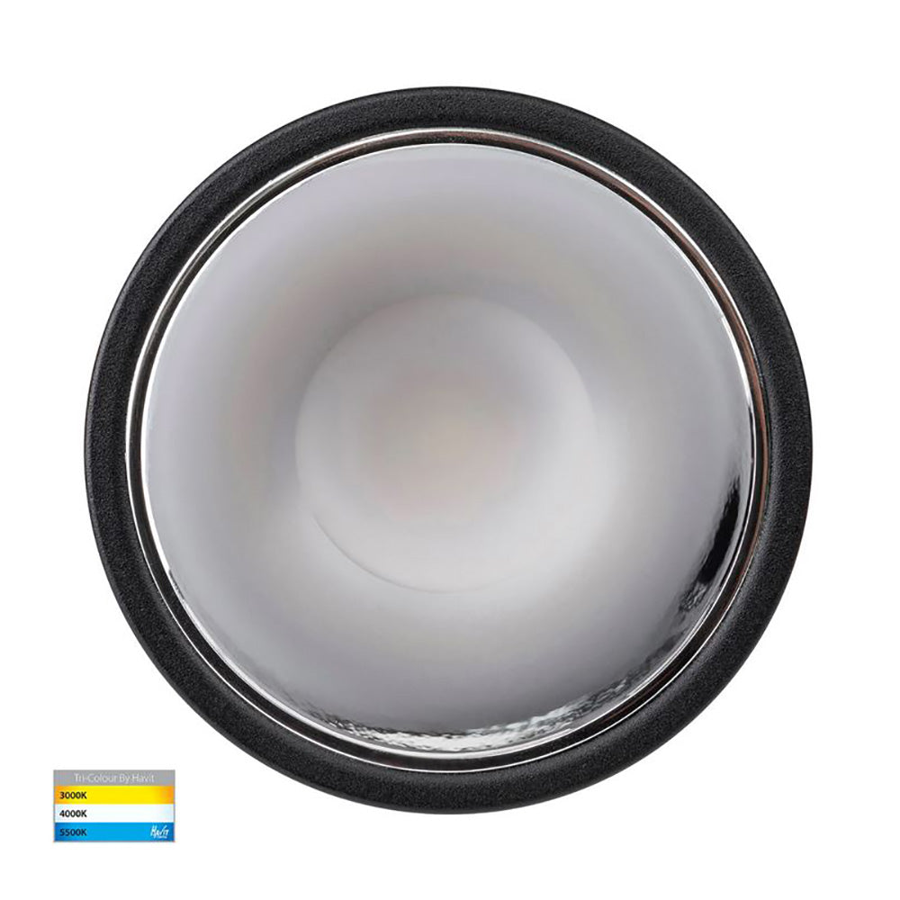 Buy Recessed LED Downlights Australia Round Recessed LED Downlight Black Polycarbonate Chrome Insert 3 CCT - HV5528T-BC