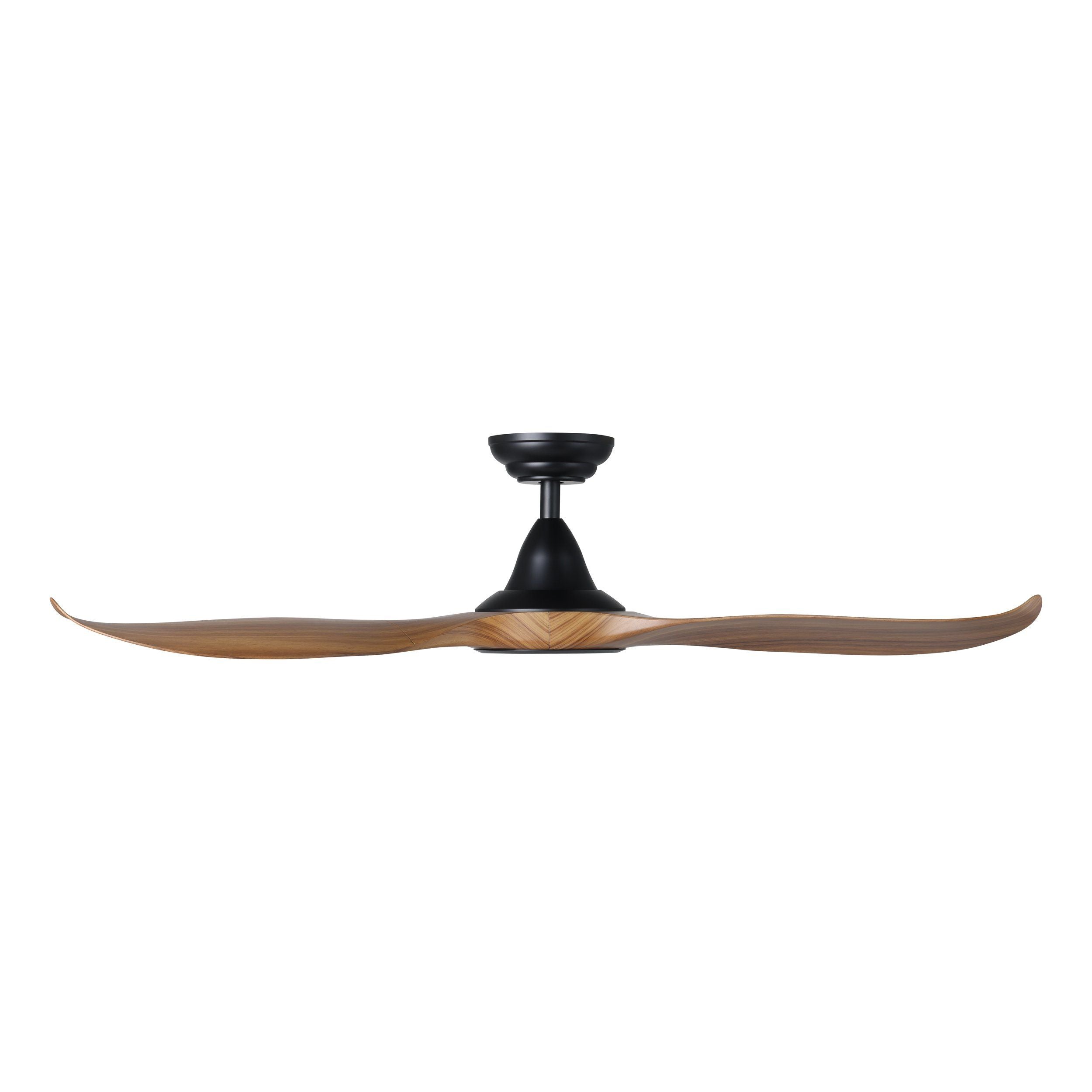Noosa LED DC Ceiling Fan 60" Black Matt 38W Tri Colour With New Teak Blade - 20685107