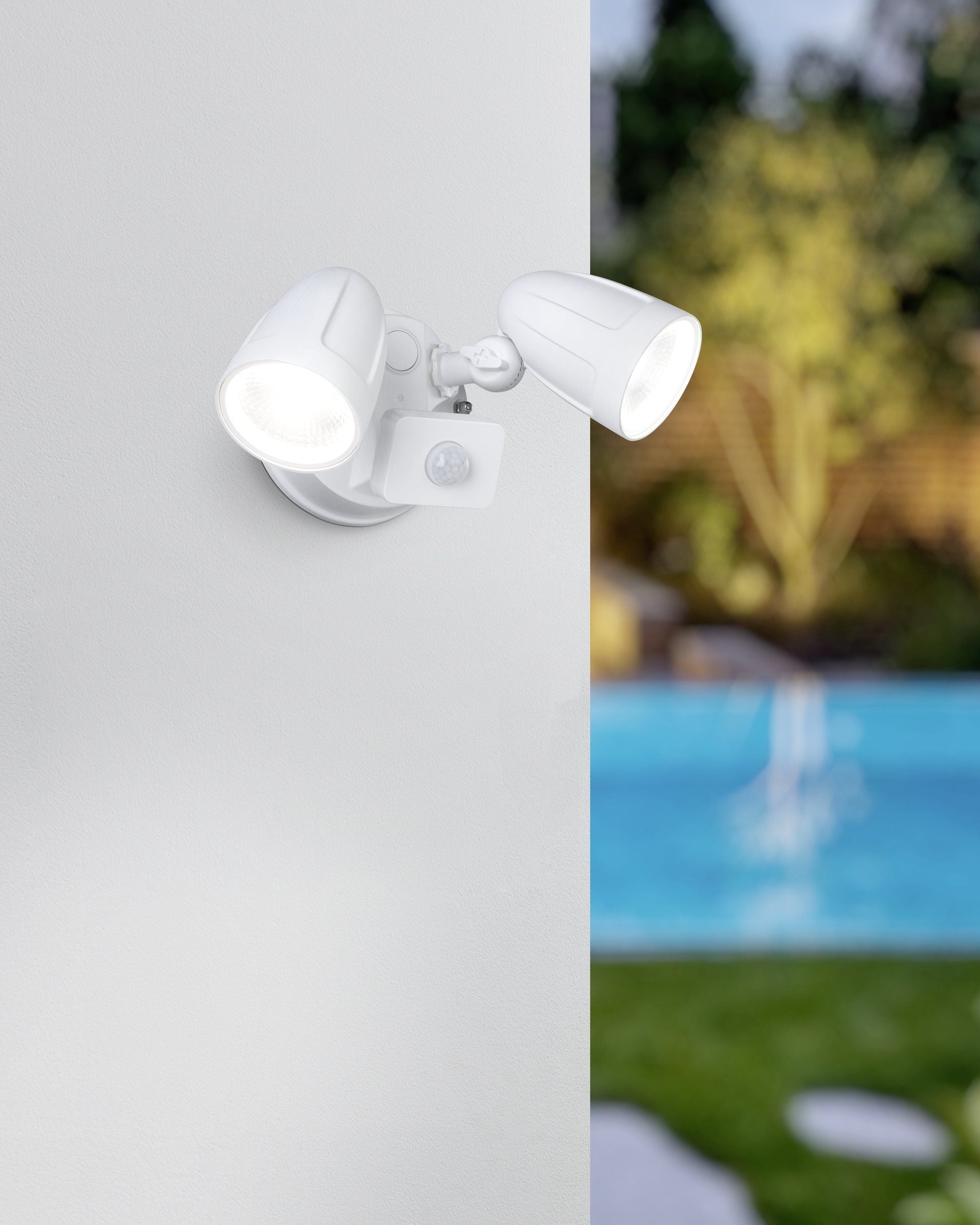 Chopper II LED 2 Light Security Wall Light With Sensor 15W Tri Colour White - 206541
