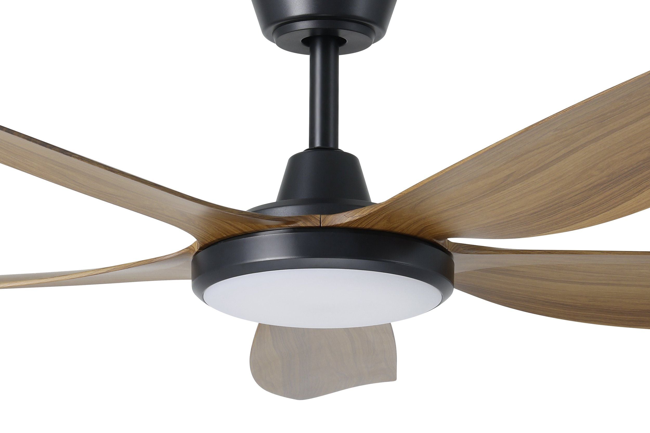 Miami DC Ceiling Fan 52" With LED Light Black With Teak Blade  - 20796707