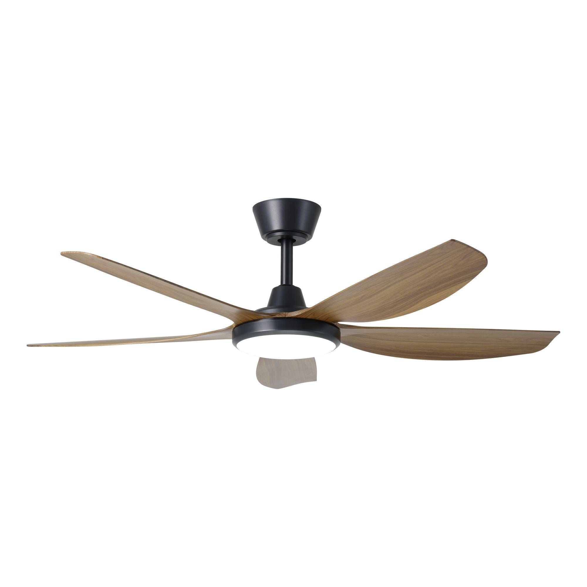 Miami DC Ceiling Fan 52" With LED Light Black With Teak Blade  - 20796707