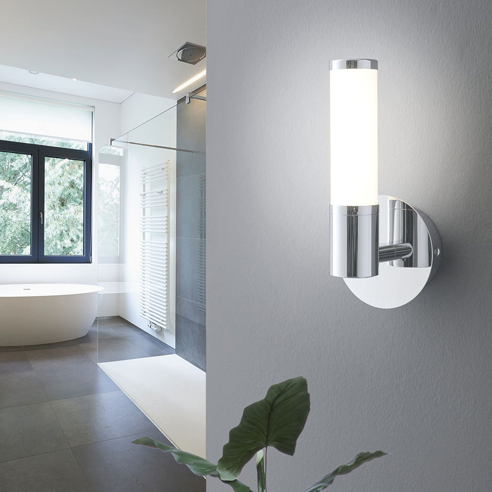 Buy Bathroom Vanity Lights Australia Palmera 1 Light Wall Light 3000K LED Chrome & White - 95141