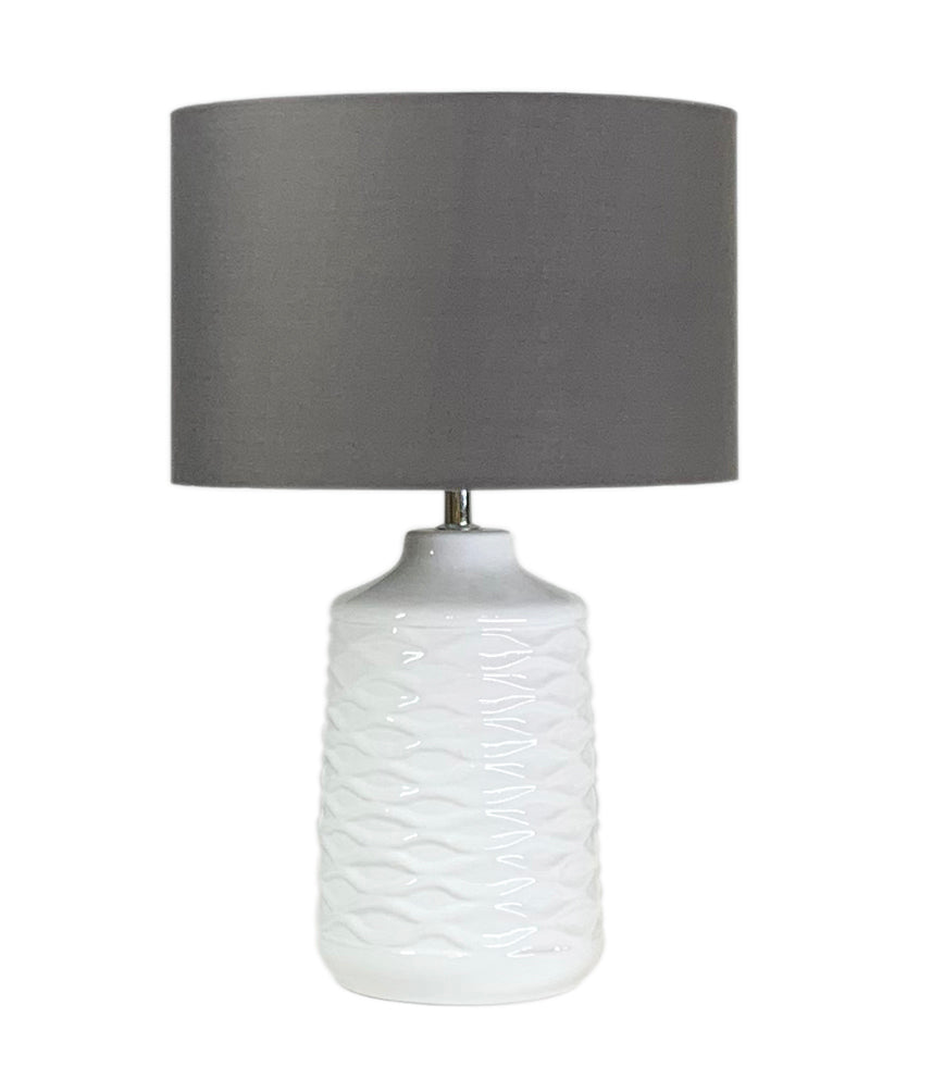 Buy Table Lamps Australia AGRA Table Lamp White Ceramic / Fabric - AGRA TL-WHGY