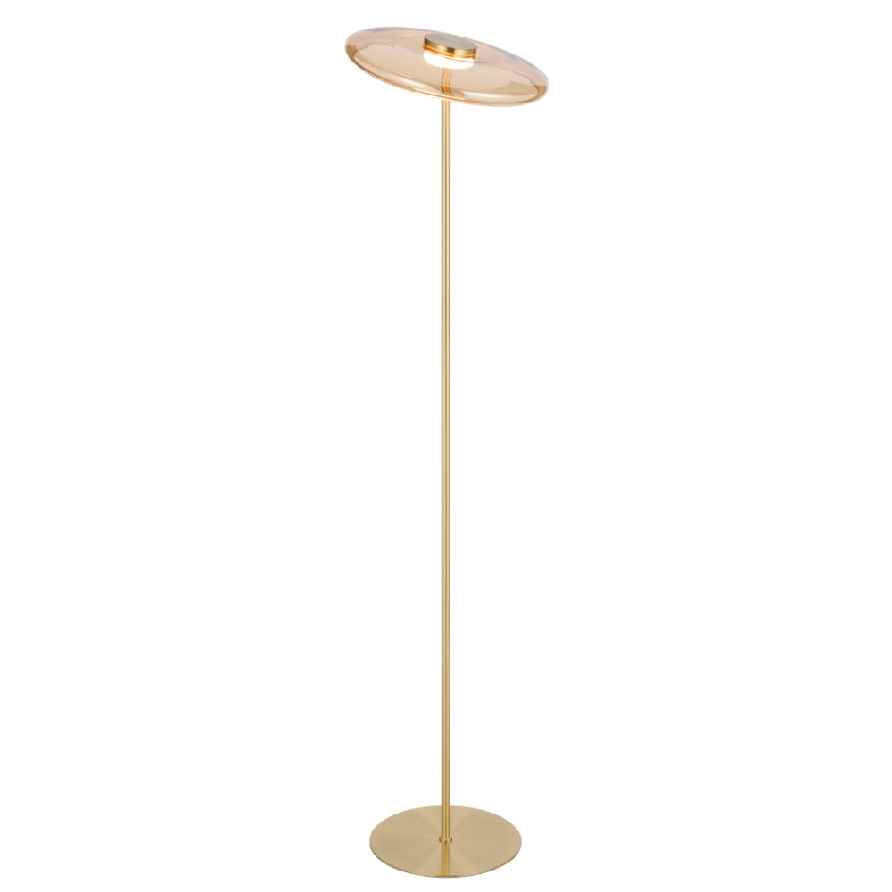 Amity LED Floor Lamp 12W 3000K Brass & Amber - AMITY FL35-BRSAM